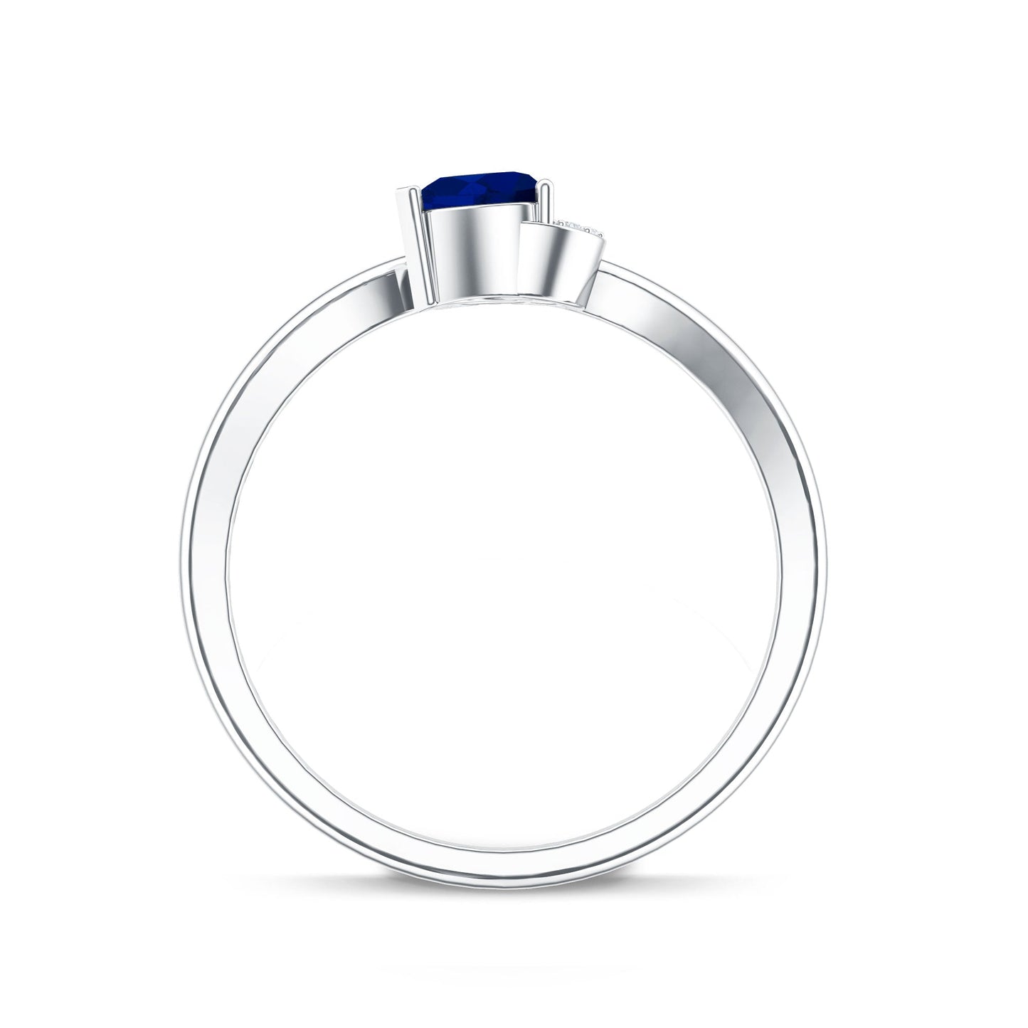 Real Heart Shape Blue Sapphire Diamond Promise Ring for Women