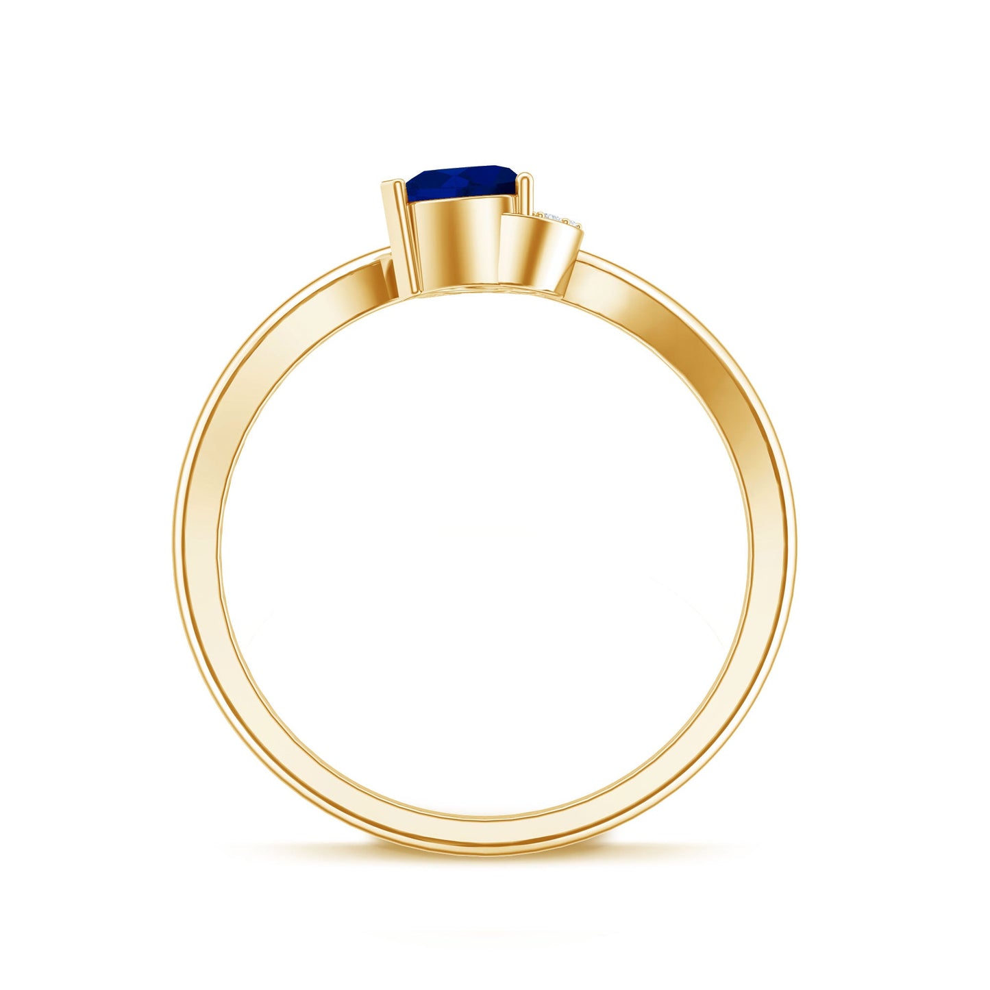 Real Heart Shape Blue Sapphire Diamond Promise Ring for Women