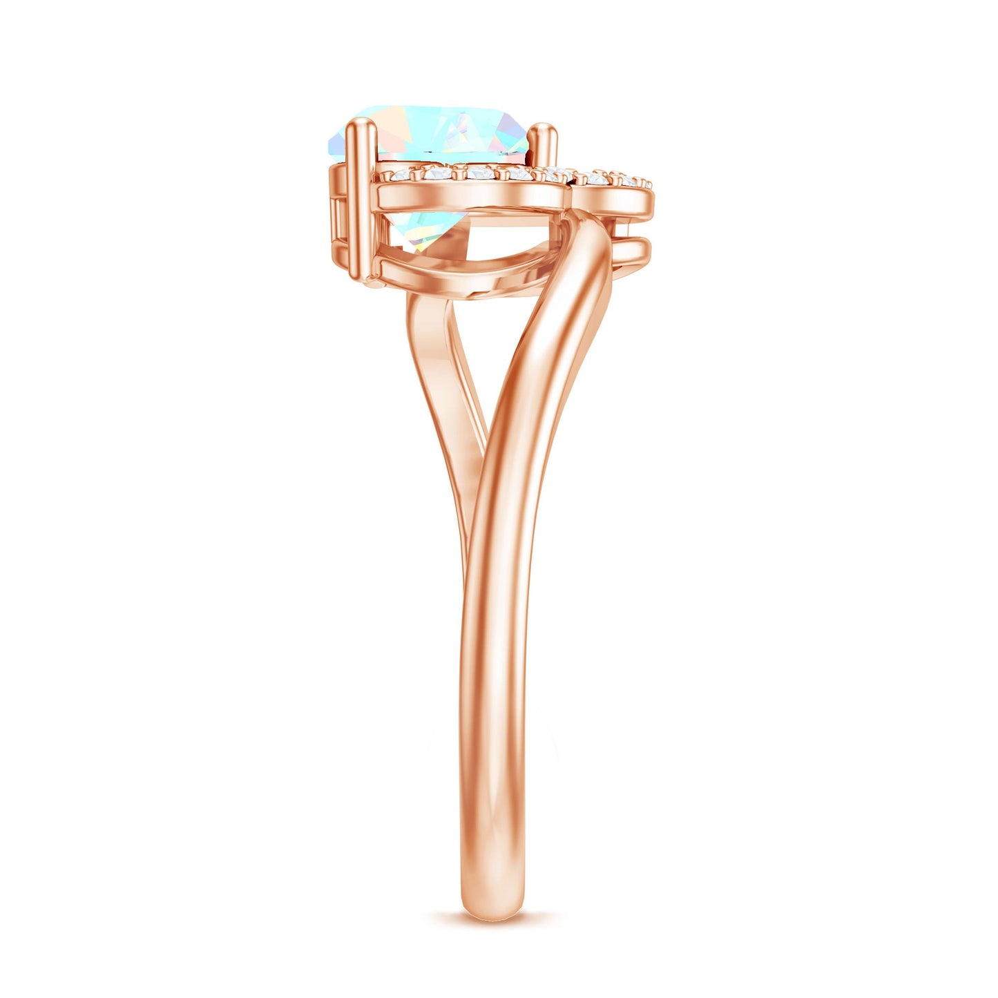 0.7 Carat Ethiopian Opal Heart Promise Ring with Diamond
