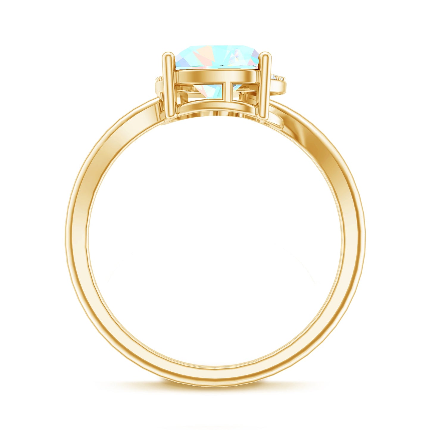 0.7 Carat Ethiopian Opal Heart Promise Ring with Diamond