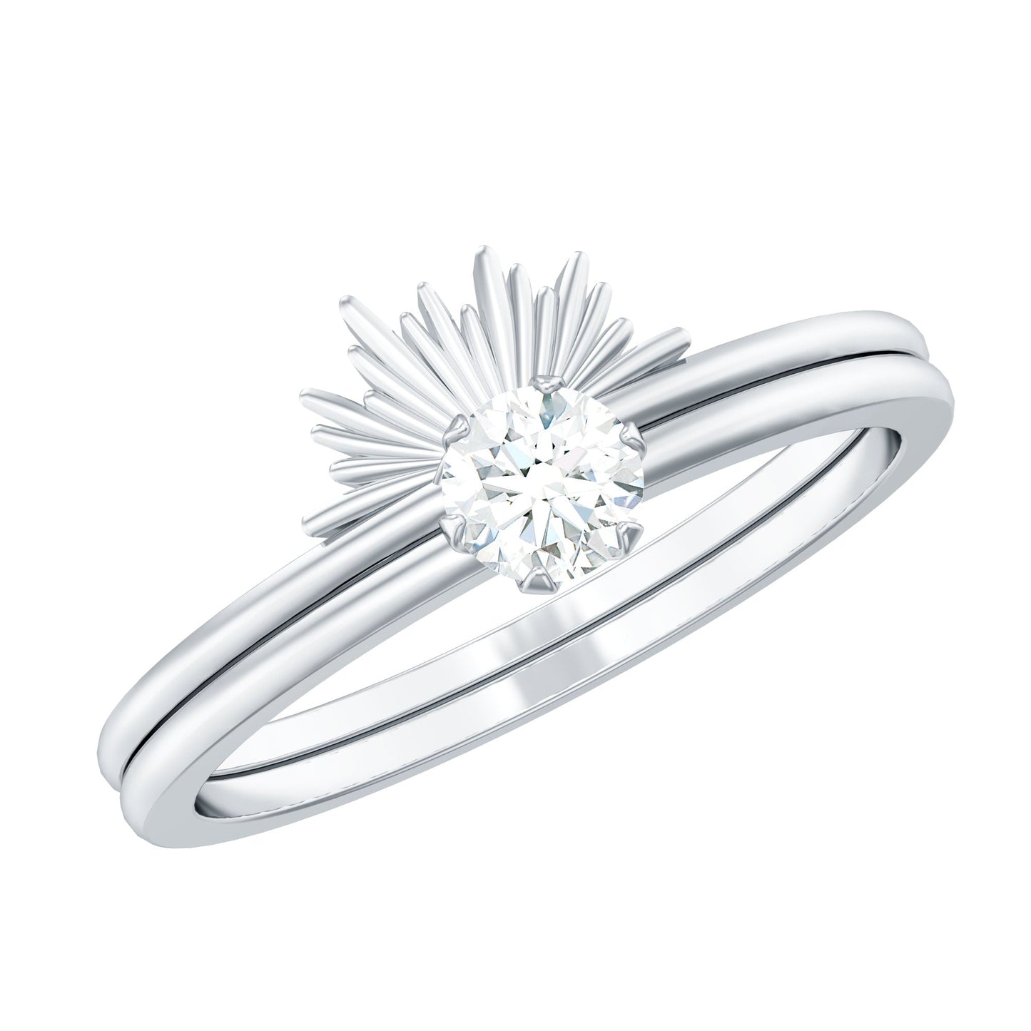 Sparkling Moissanite Solitaire Engagement Ring with Enhancer