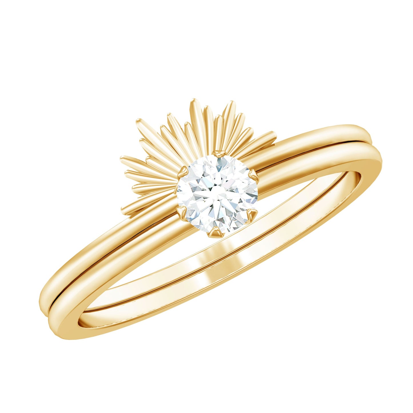Sparkling Moissanite Solitaire Engagement Ring with Enhancer