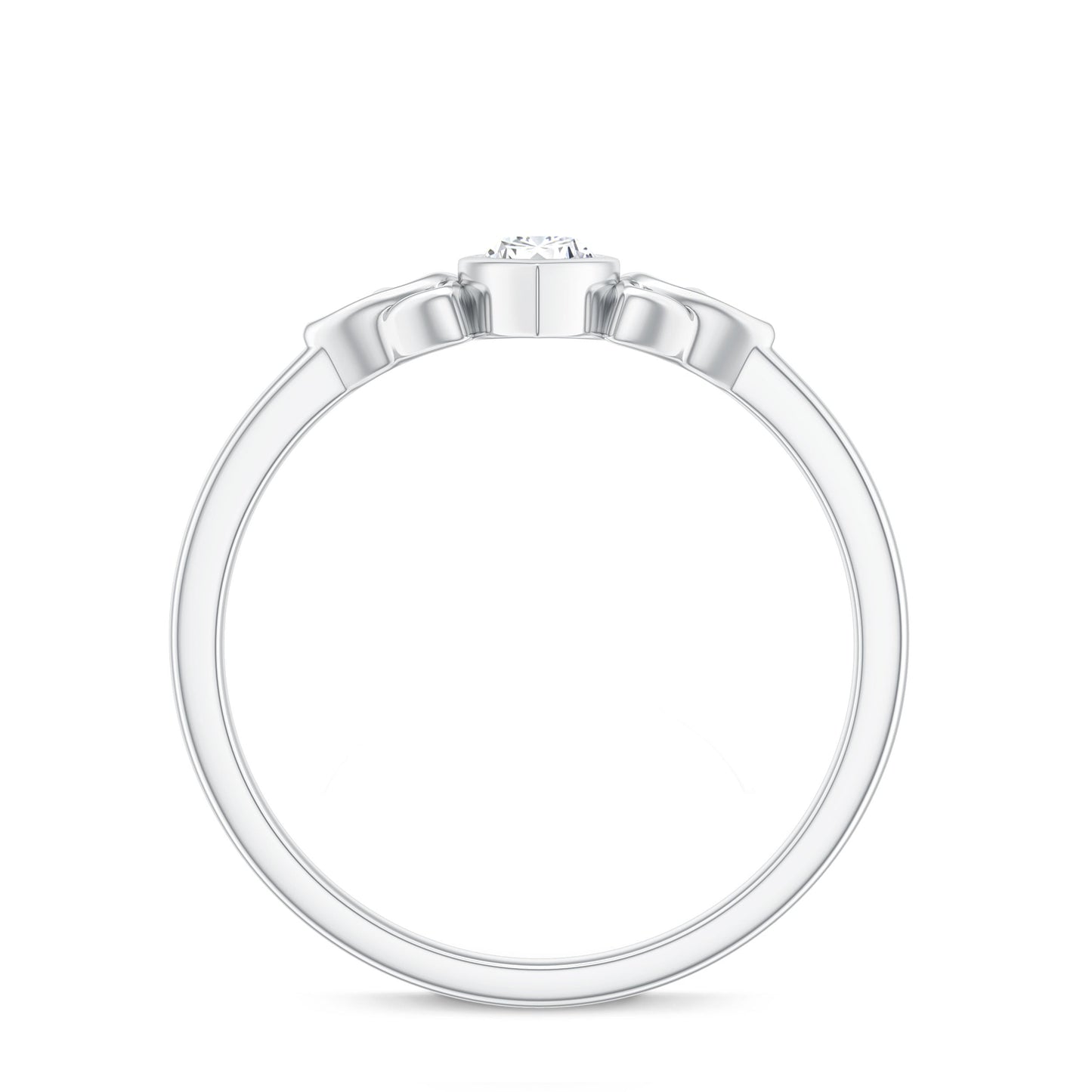 Natural Bezel Set Marquise Diamond Engagement Ring with Celtic Knot
