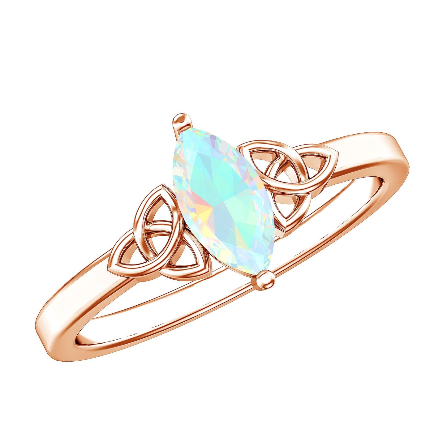 Natural Ethiopian Opal October Birthstone Ring with Celtic Knot