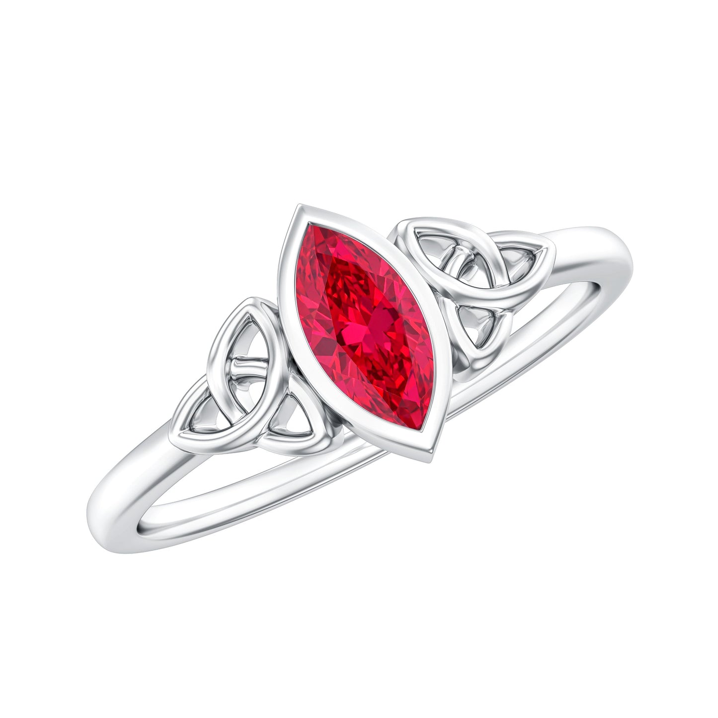 Marquise Cut Solitaire Lab Created Ruby Celtic Engagement Ring