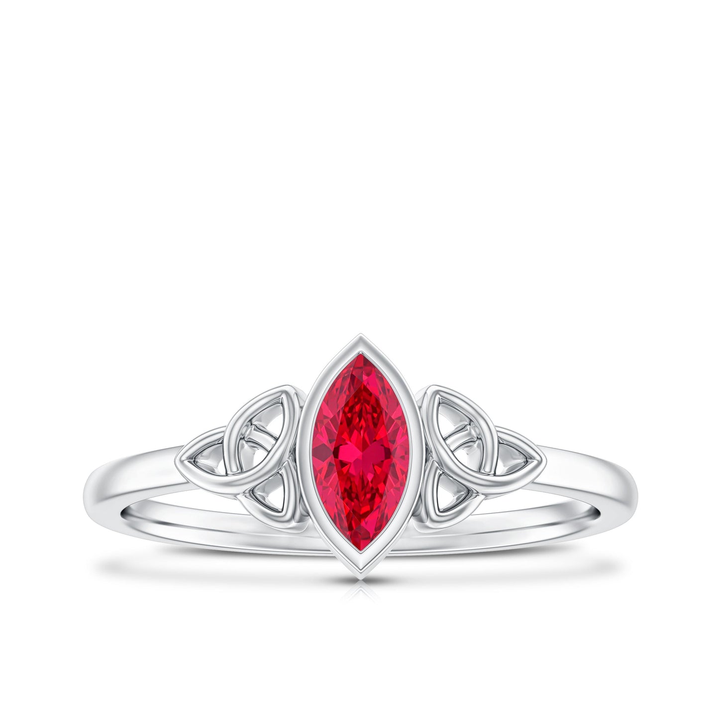Marquise Cut Solitaire Lab Created Ruby Celtic Engagement Ring