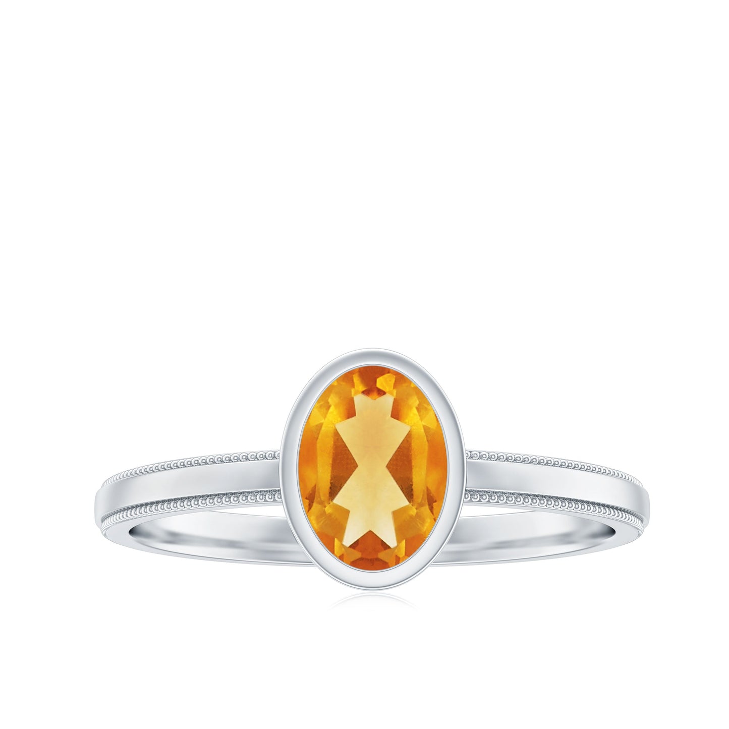 Natural 1 Carat Citrine Oval Engagement Ring in Bezel Setting
