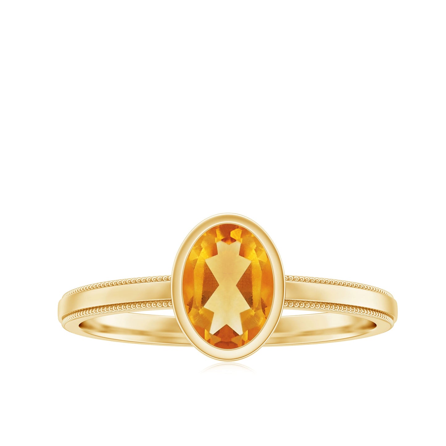 Natural 1 Carat Citrine Oval Engagement Ring in Bezel Setting