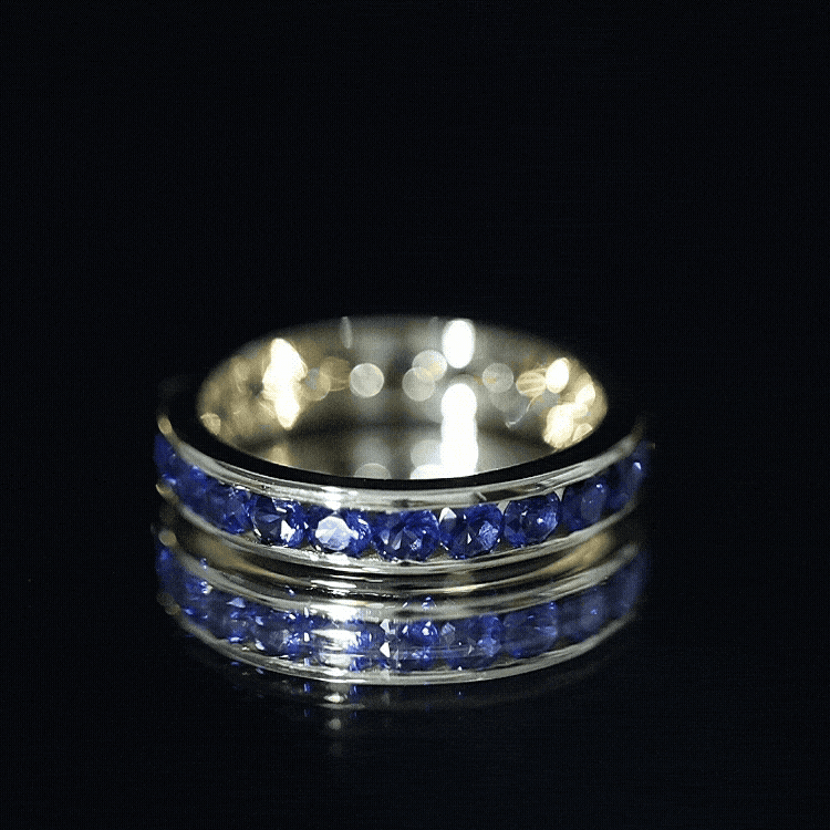 Certified Lab Grown Blue Sapphire Eternity Band Ring in Channel Set