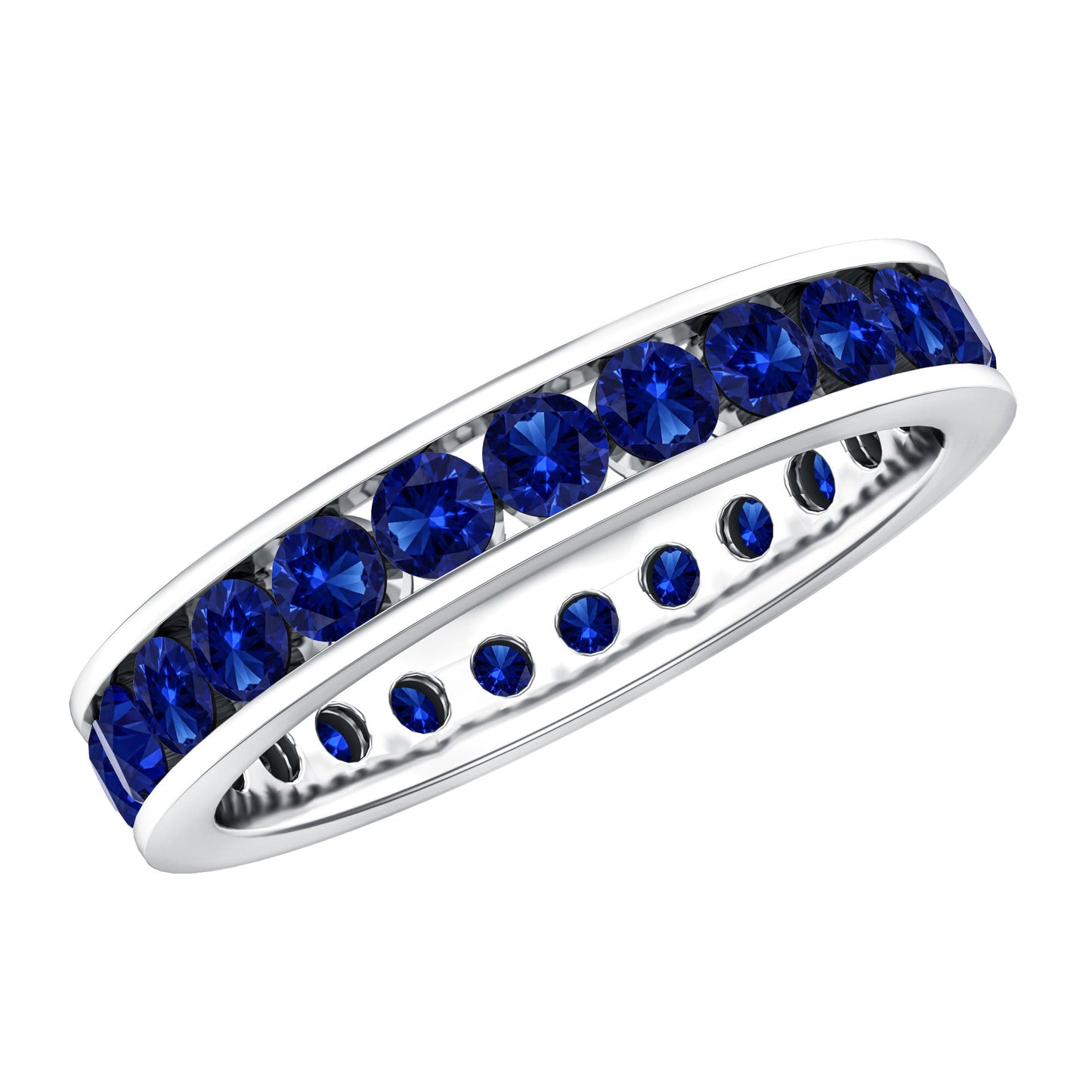 Certified Lab Grown Blue Sapphire Eternity Band Ring in Channel Set