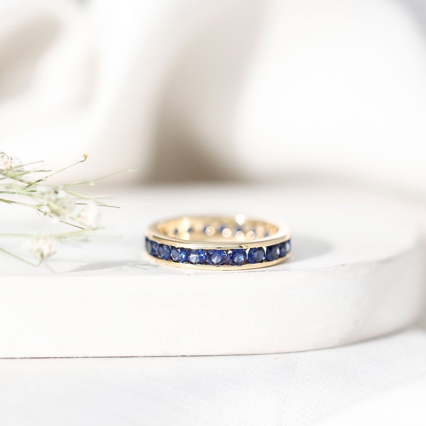 Certified Lab Grown Blue Sapphire Eternity Band Ring in Channel Set