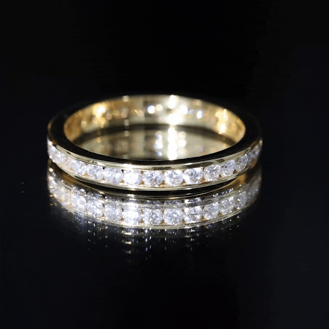 Certified Moissanite Channel Set Eternity Ring for Anniversary