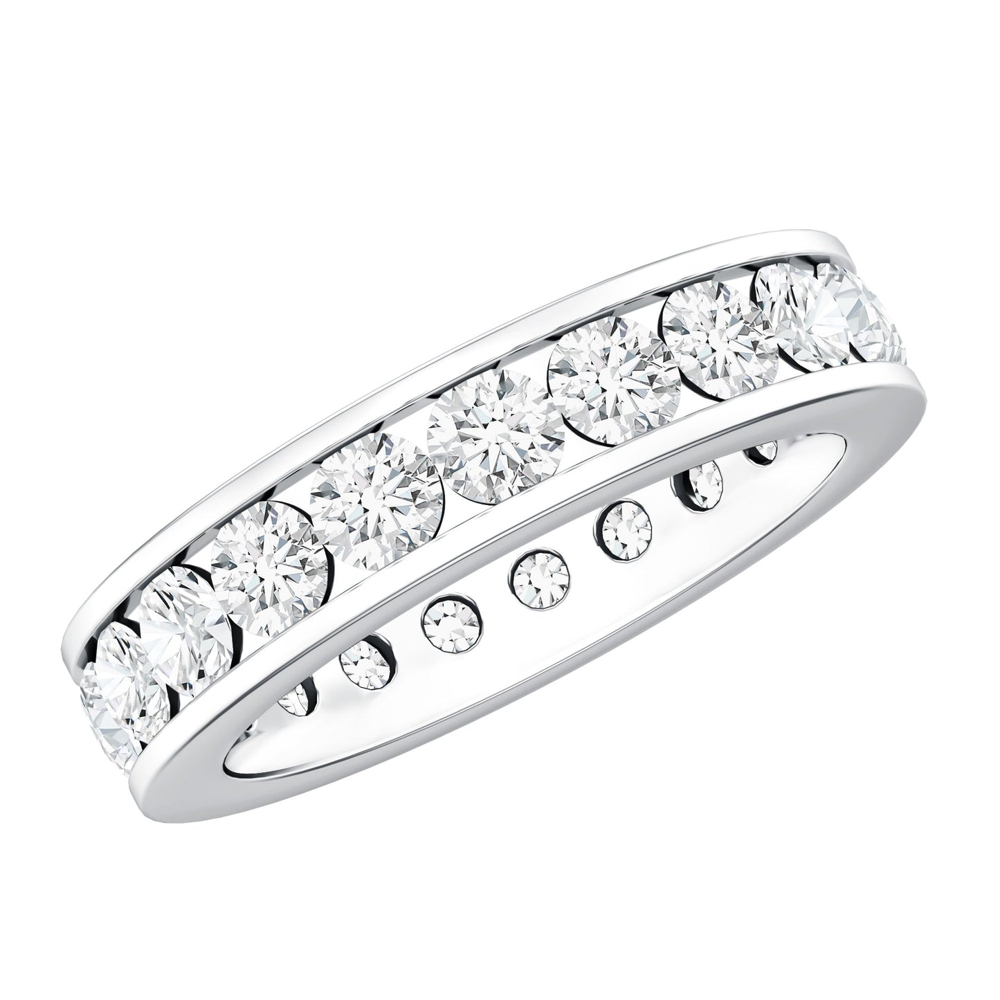Certified Moissanite Channel Set Eternity Ring for Anniversary