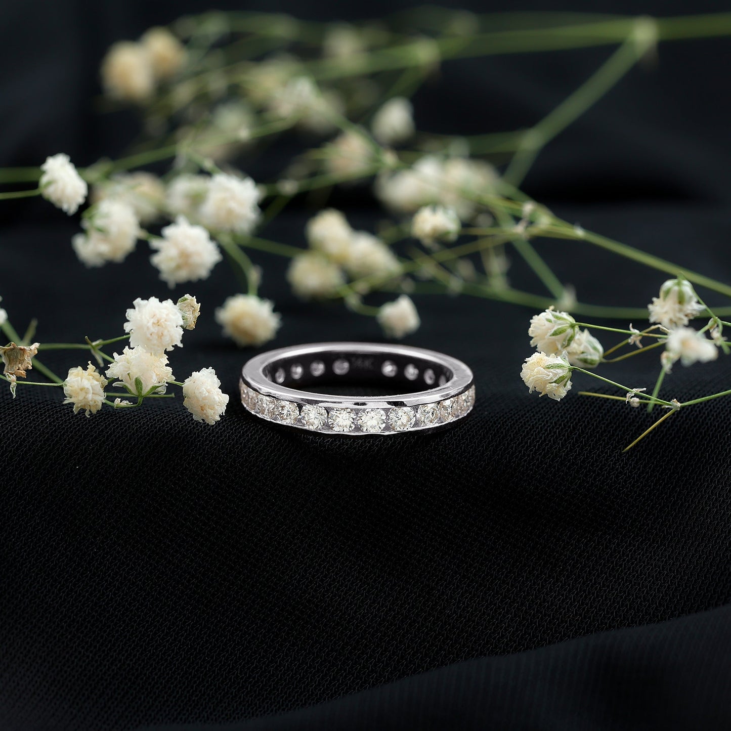 Certified Moissanite Channel Set Eternity Ring for Anniversary