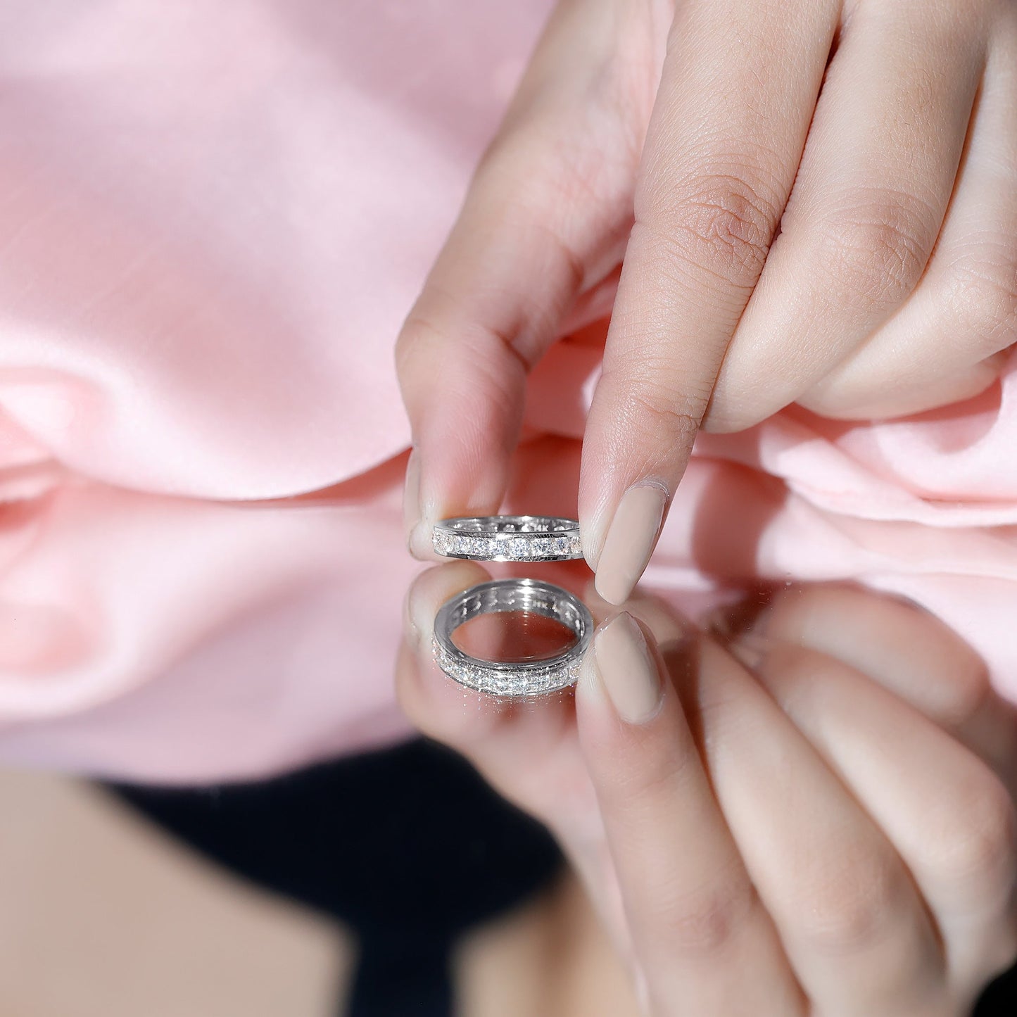 Certified Moissanite Channel Set Eternity Ring for Anniversary