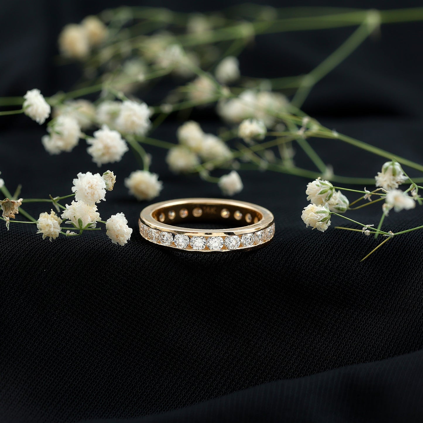 Certified Moissanite Channel Set Eternity Ring for Anniversary