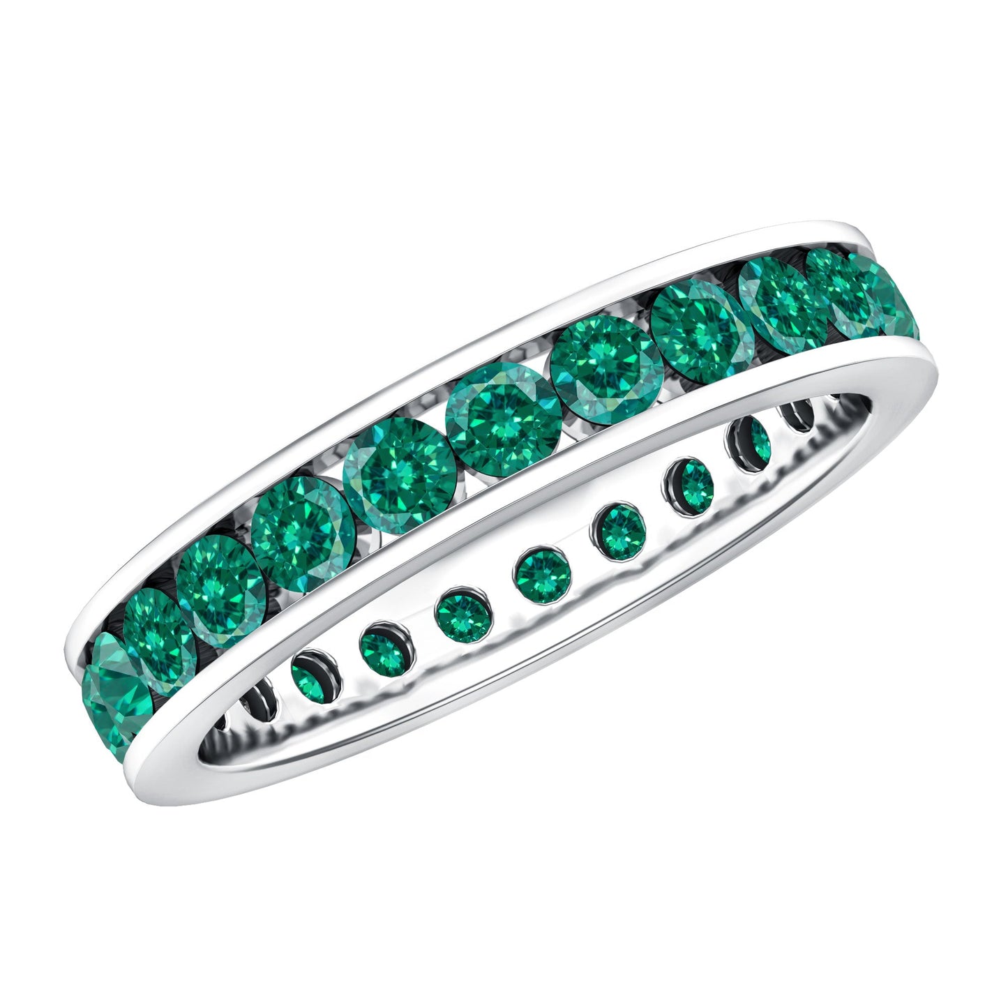 Certified Lab Grown Emerald Wedding Anniversary Ring in Channel Setting