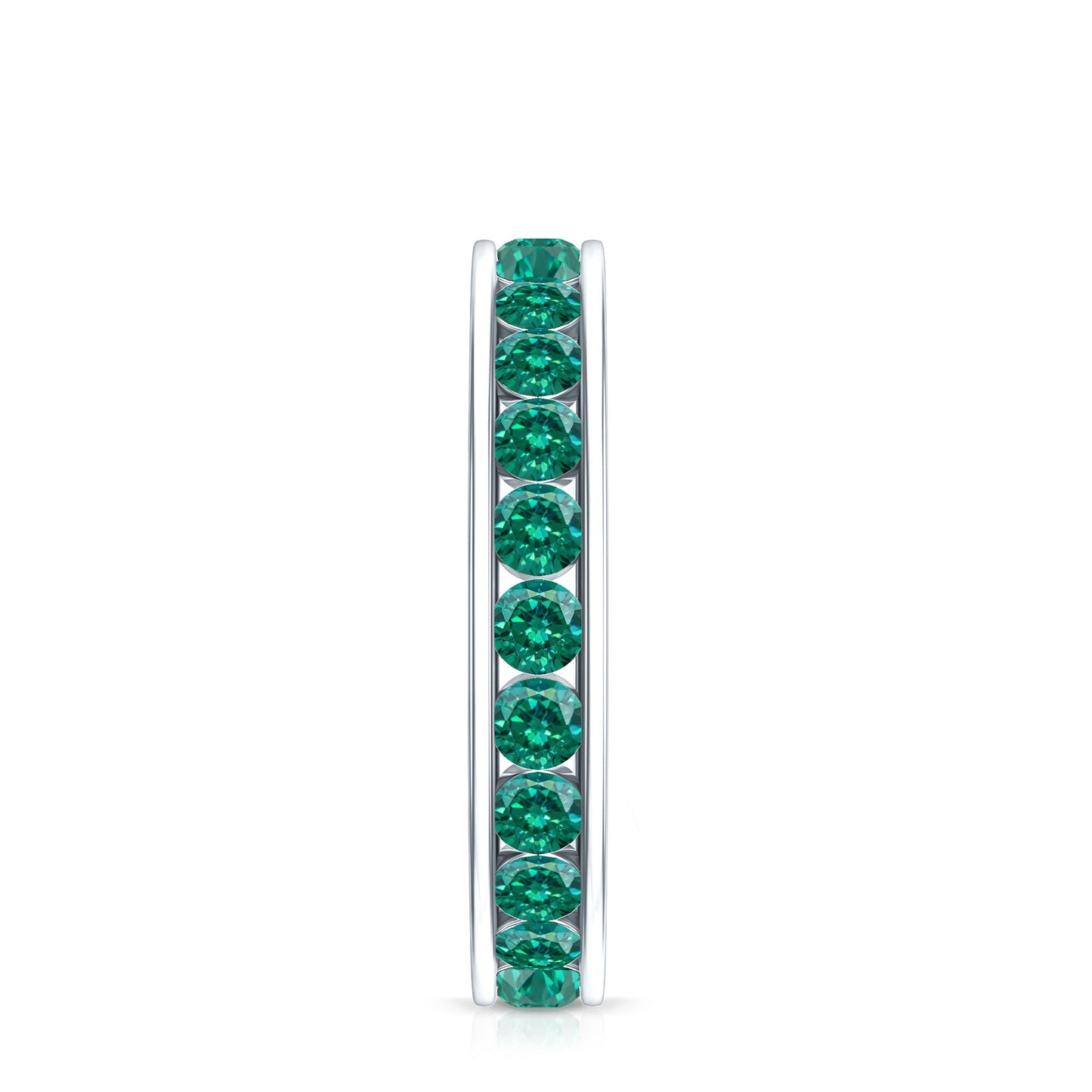 Certified Lab Grown Emerald Wedding Anniversary Ring in Channel Setting