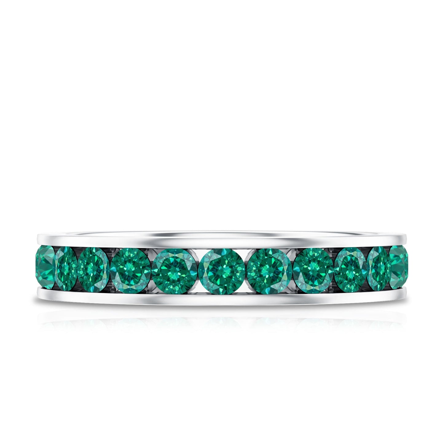 Certified Lab Grown Emerald Wedding Anniversary Ring in Channel Setting