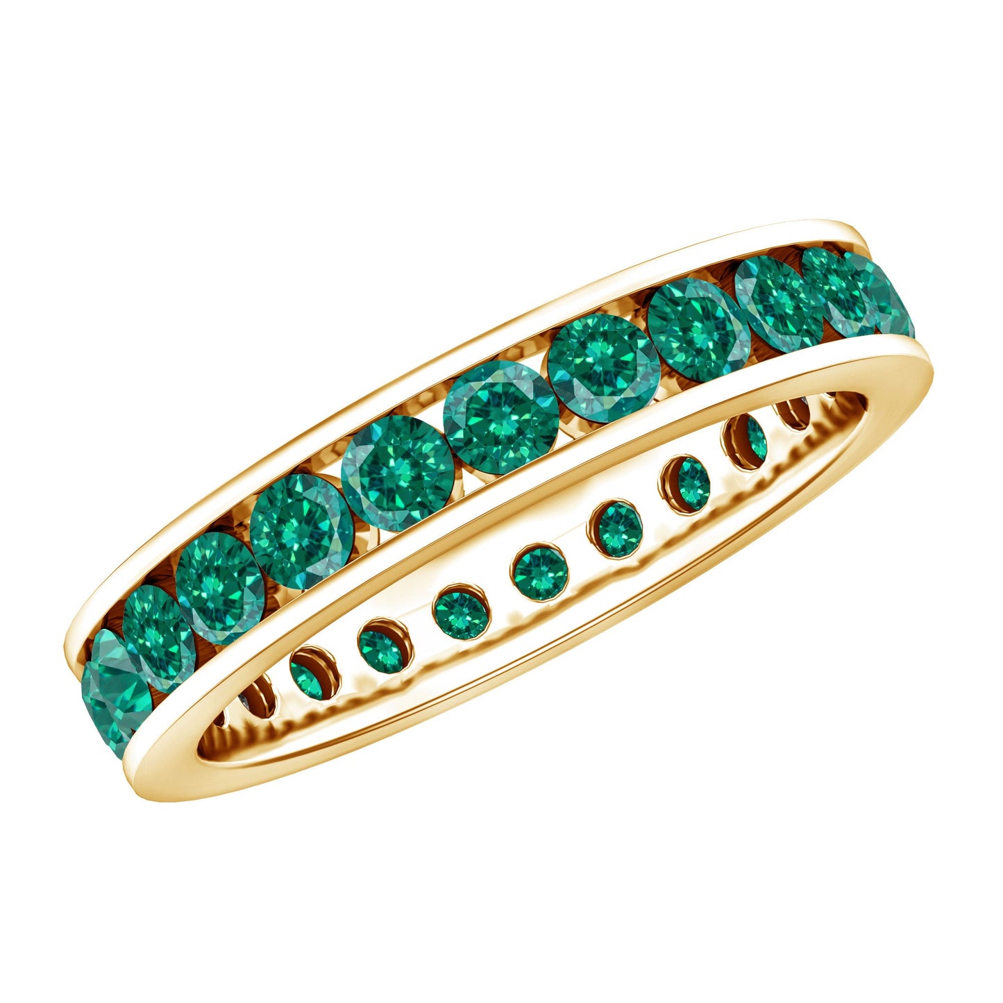 Certified Lab Grown Emerald Wedding Anniversary Ring in Channel Setting