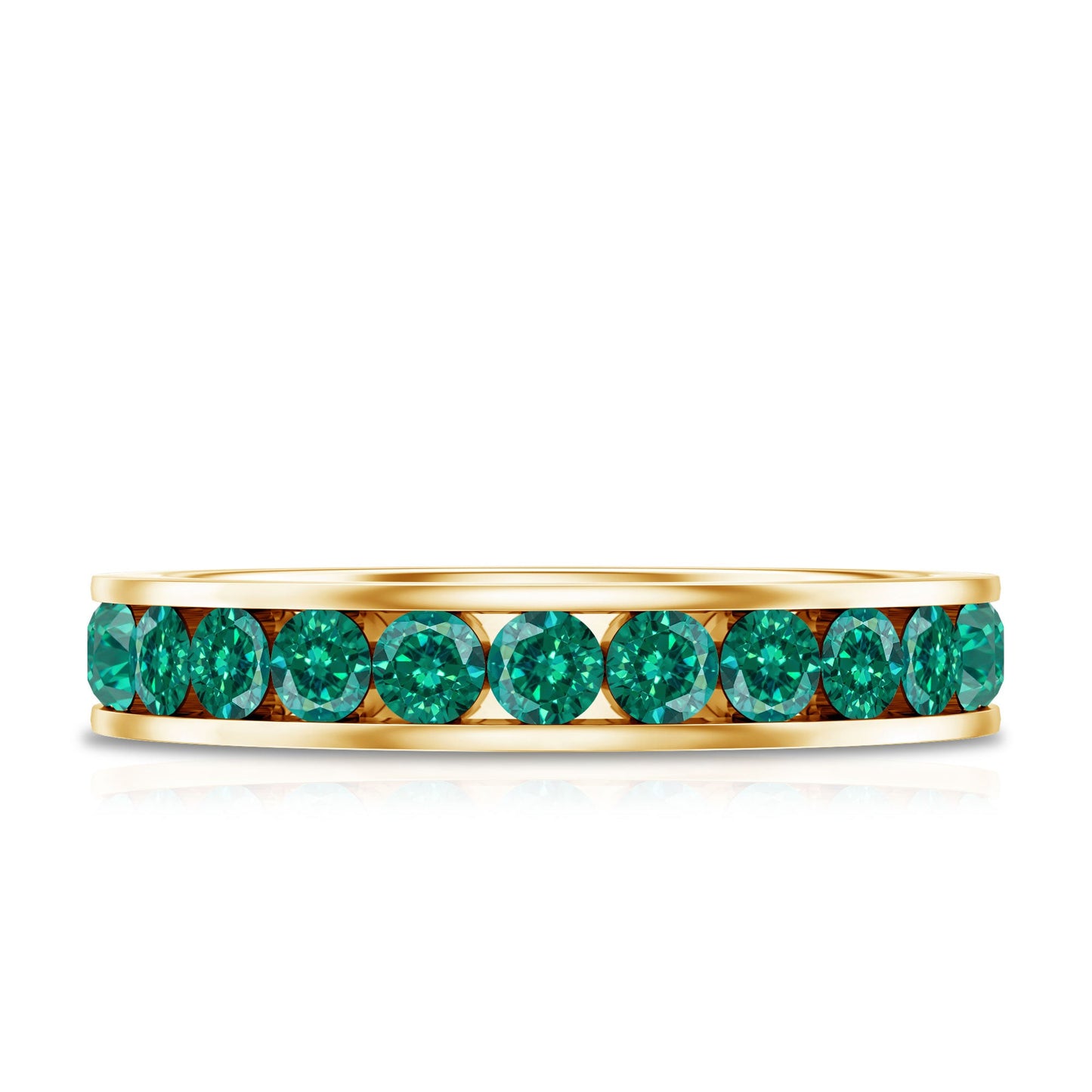 Certified Lab Grown Emerald Wedding Anniversary Ring in Channel Setting