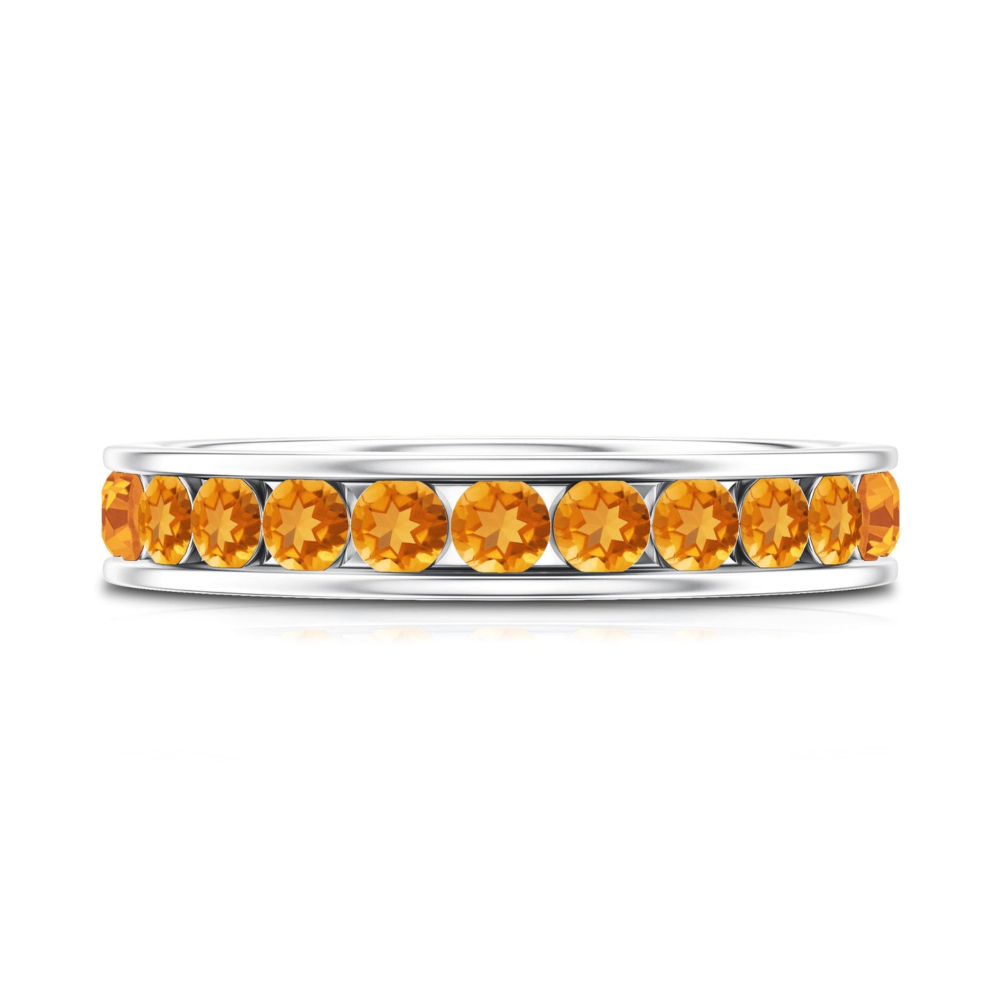 Natural Citrine Channel Set Eternity Ring for Anniversary