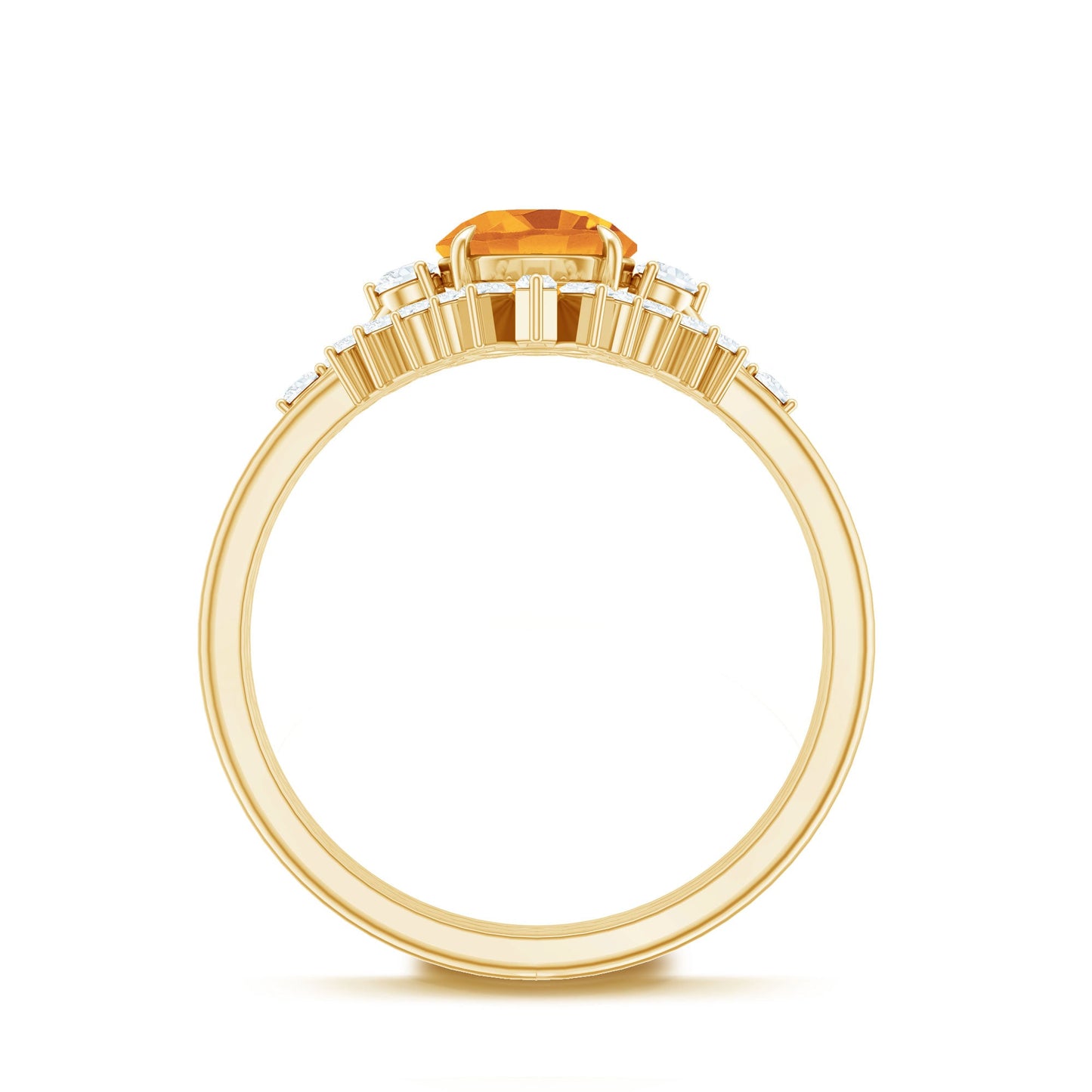 1.2 Carat Designer Citrine Three Piece Wedding Ring Set with Moissanite