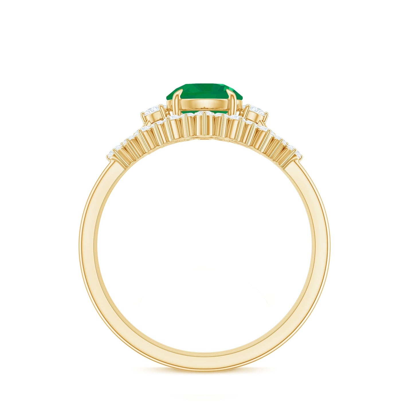Vintage Inspired 0.4 Carat Emerald Diamond Wedding Bridal Ring Set of 3
