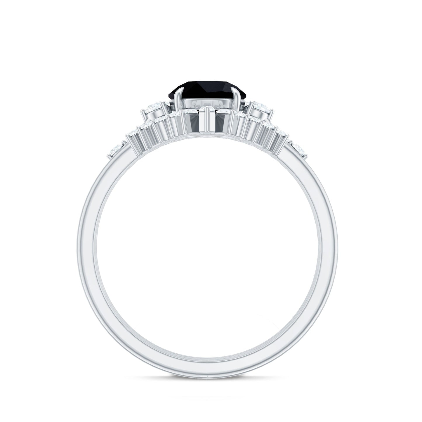 Certified 2 Carat Lab Grown Black and White Diamond 3 Piece Bridal Ring Set