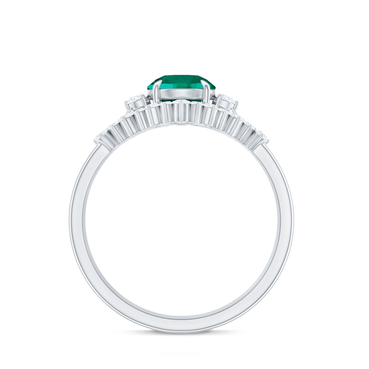 0.8 Carat Vintage Inspired Lab Grown Emerald Diamond Wedding Bridal Ring Set of 3