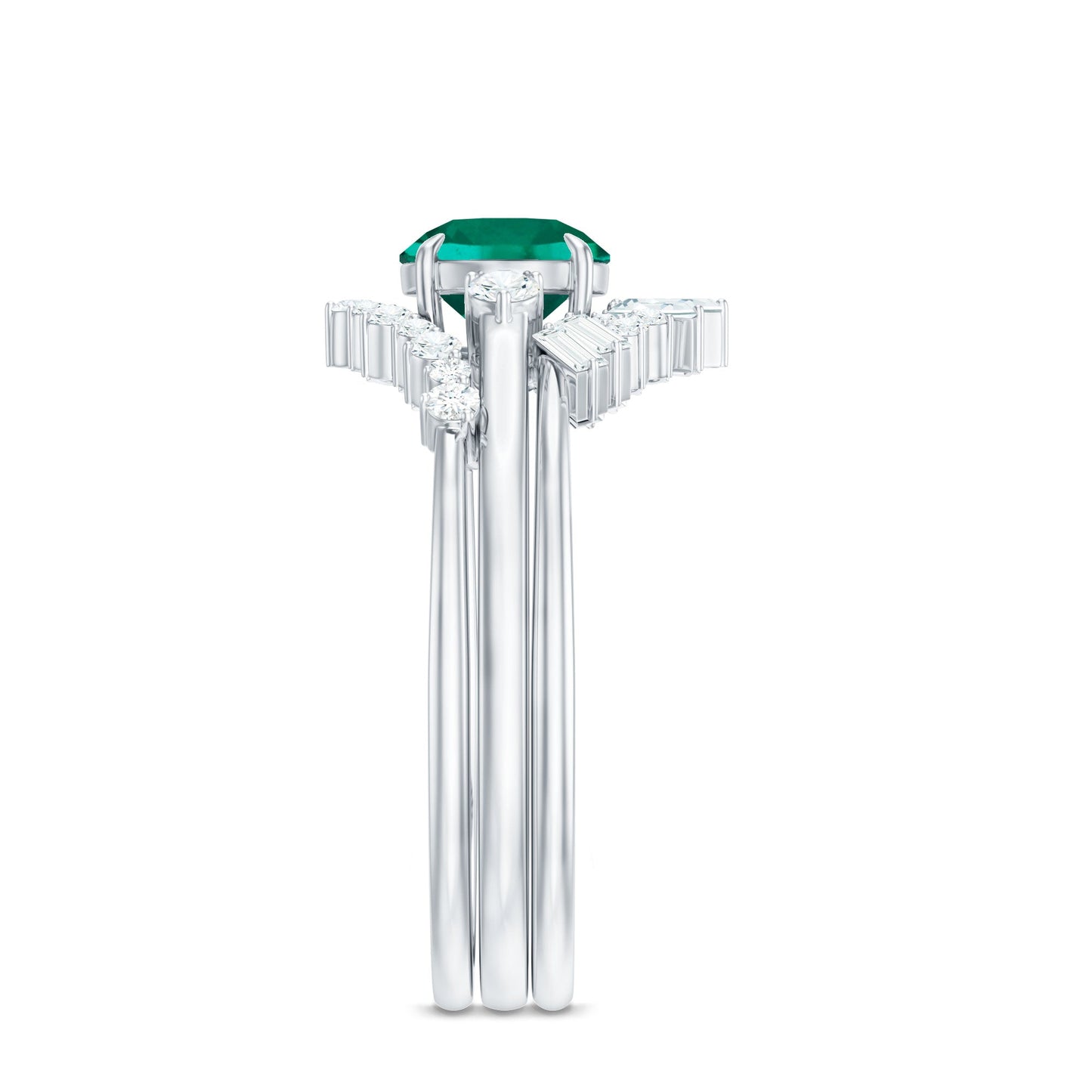 0.8 Carat Vintage Inspired Lab Grown Emerald Diamond Wedding Bridal Ring Set of 3