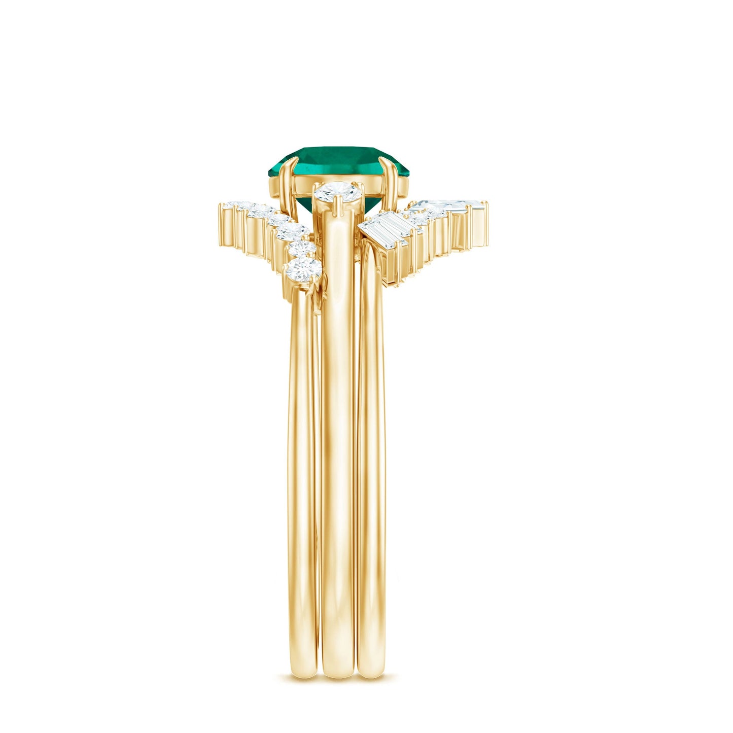 0.8 Carat Vintage Inspired Lab Grown Emerald Diamond Wedding Bridal Ring Set of 3