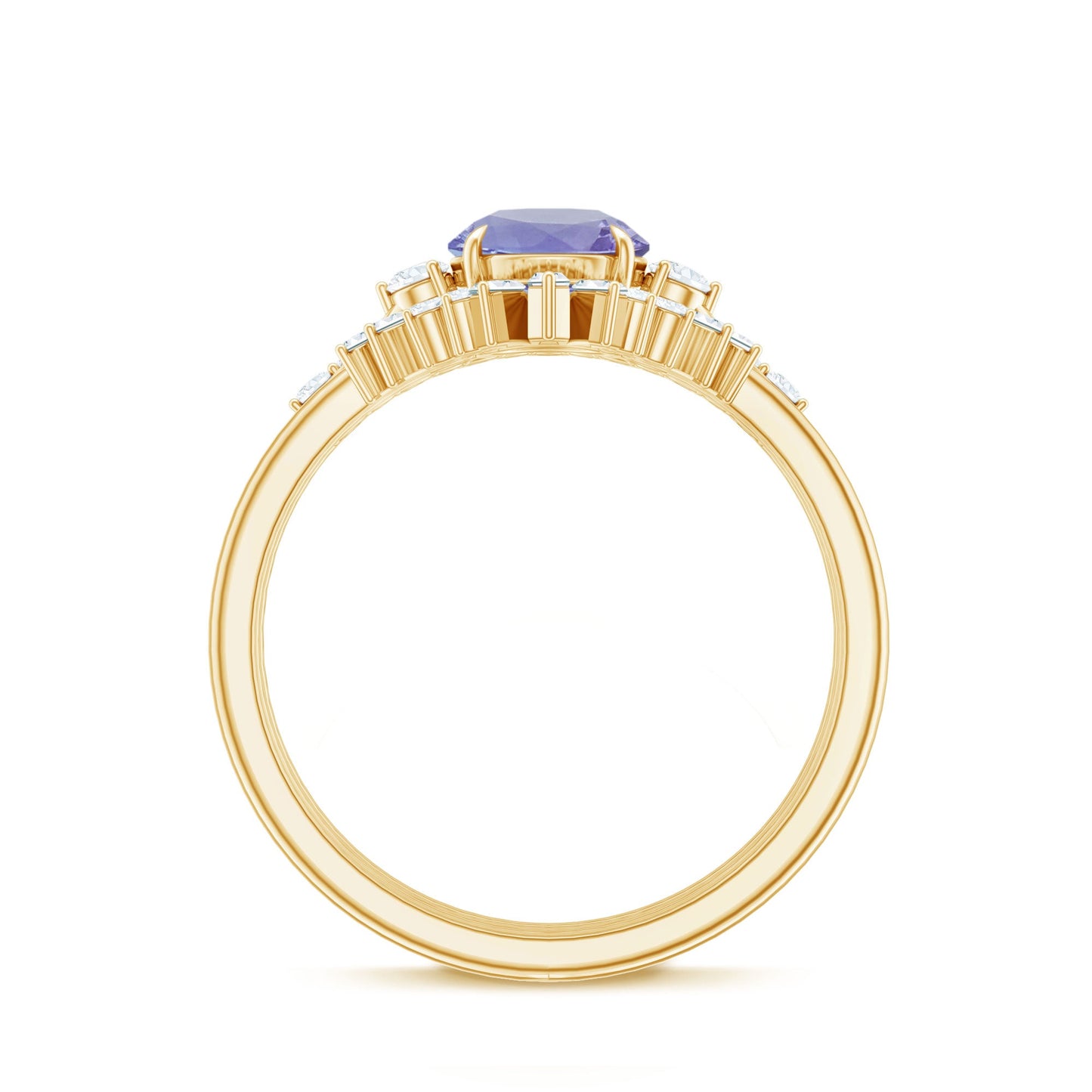 0.5 Carat Vintage Style Tanzanite 3 Piece Bridal Ring Set with Diamond Enhancers