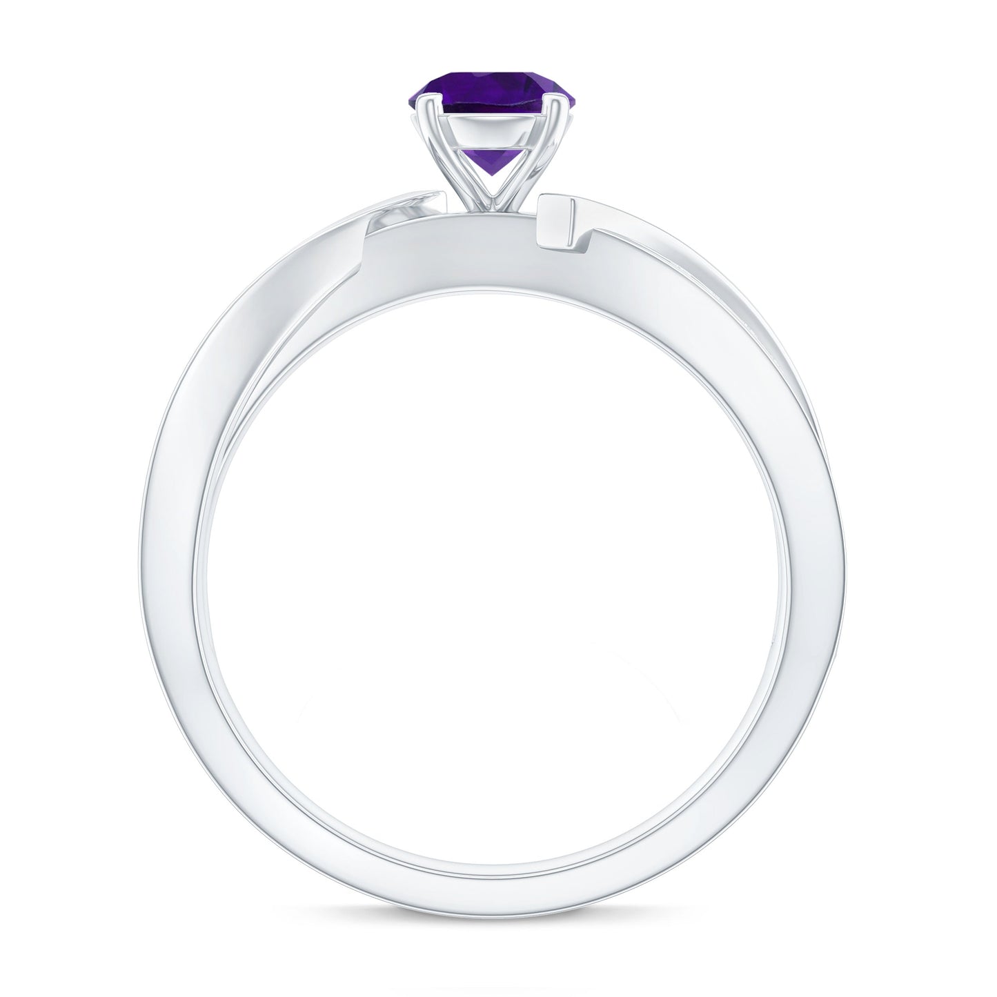 Real Amethyst Engagement Ring with Diamond Infinity Shank