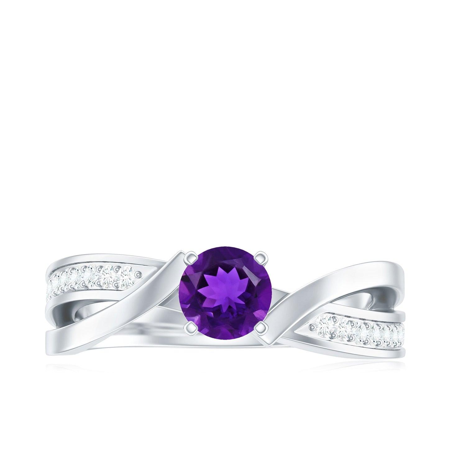 Real Amethyst Engagement Ring with Diamond Infinity Shank