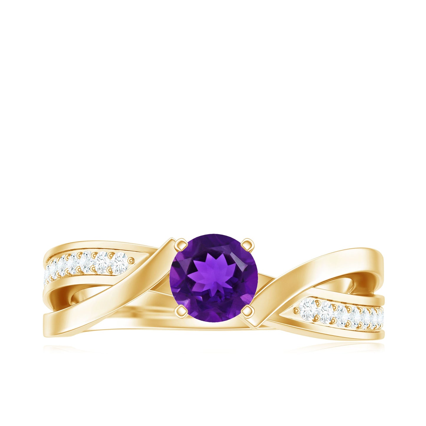 Real Amethyst Engagement Ring with Diamond Infinity Shank