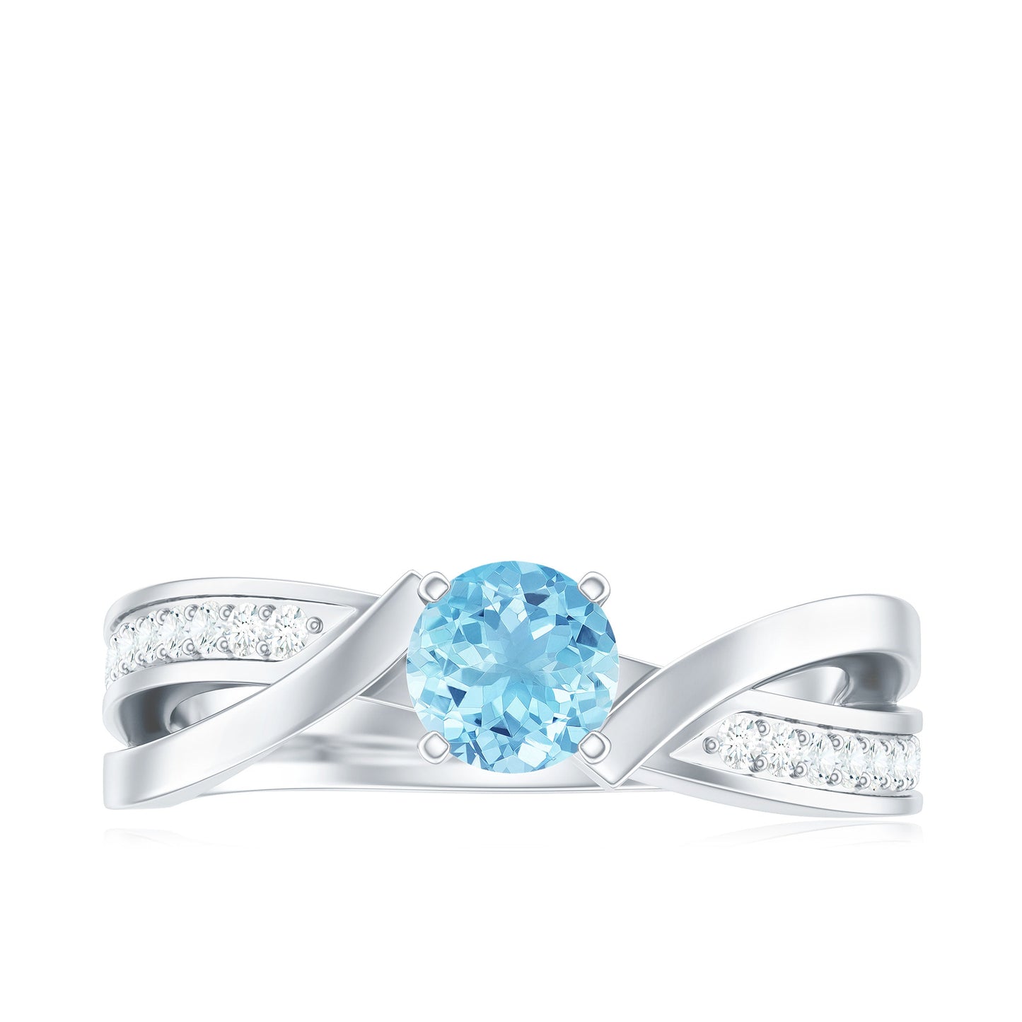 Natural 0.8 Carat Aquamarine and Diamond Infinity Engagement Ring