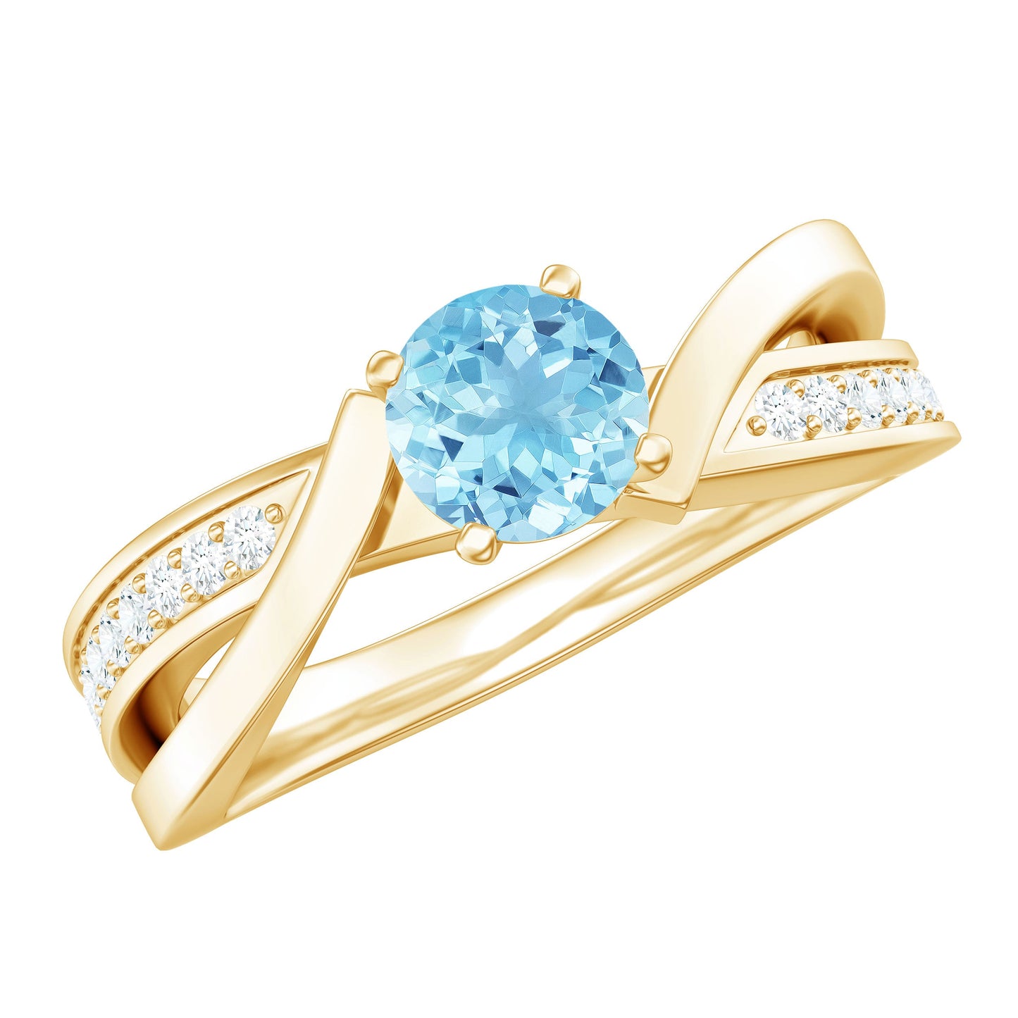 Natural 0.8 Carat Aquamarine and Diamond Infinity Engagement Ring