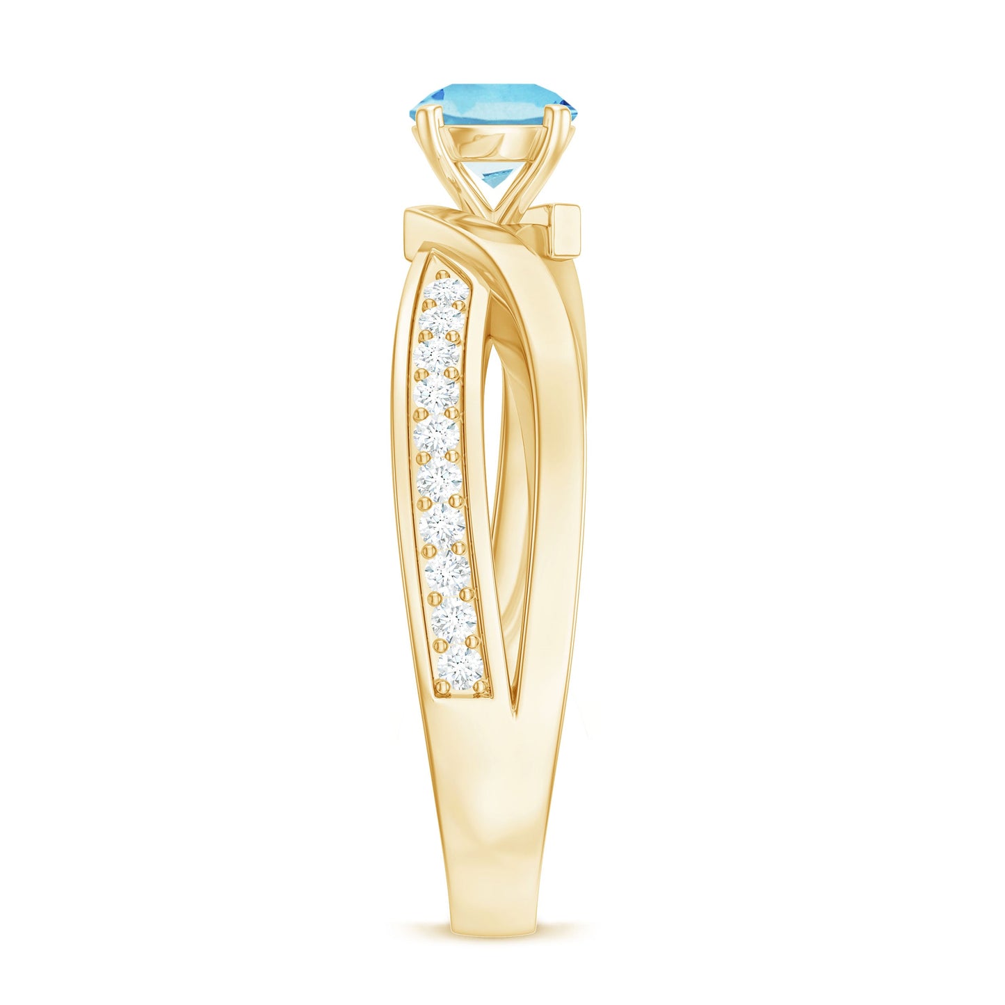 Natural 0.8 Carat Aquamarine and Diamond Infinity Engagement Ring