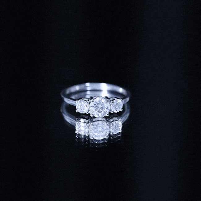 Certified Moissanite Three Stone Engagement Ring For Her