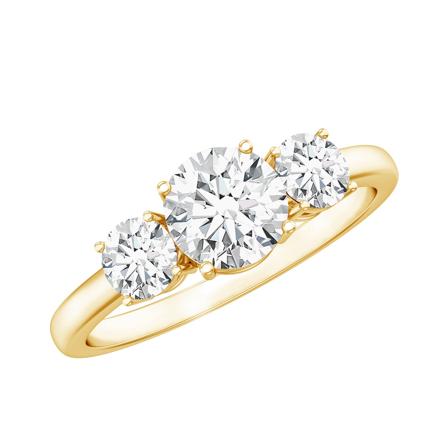 Certified Moissanite Three Stone Engagement Ring For Her