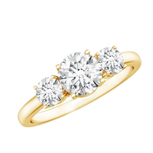 Certified Moissanite Three Stone Engagement Ring For Her