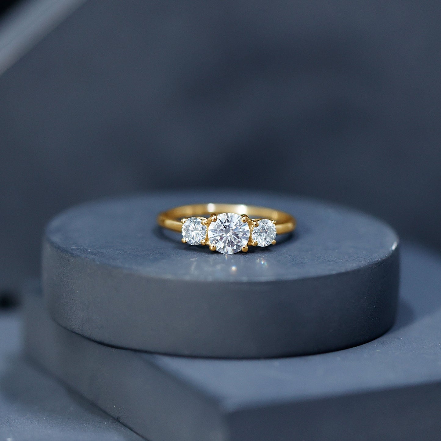 Certified Moissanite Three Stone Engagement Ring For Her