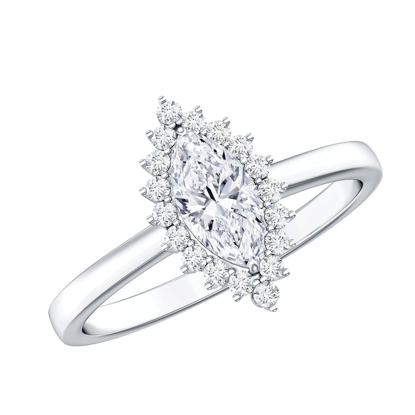 Certified Brilliant Cut Moissanite Marquise Engagement Ring