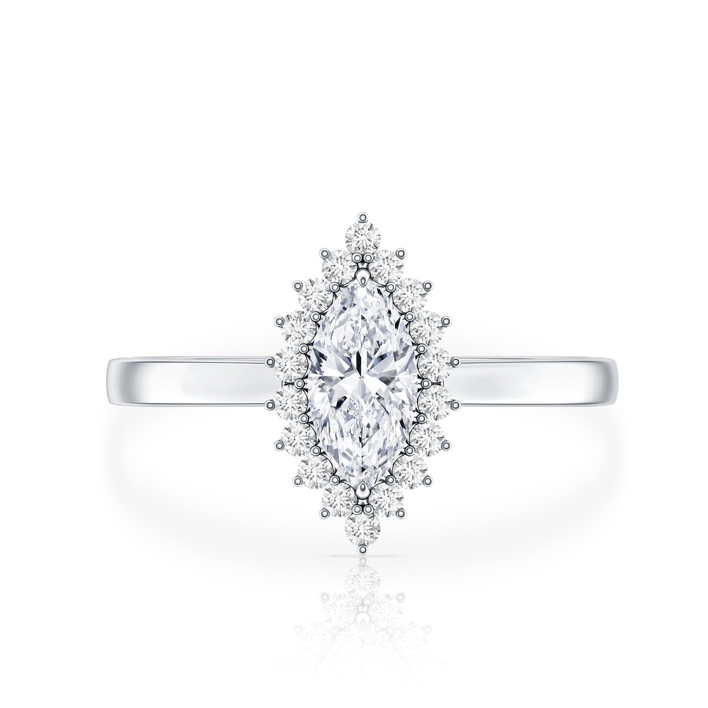 Certified Brilliant Cut Moissanite Marquise Engagement Ring