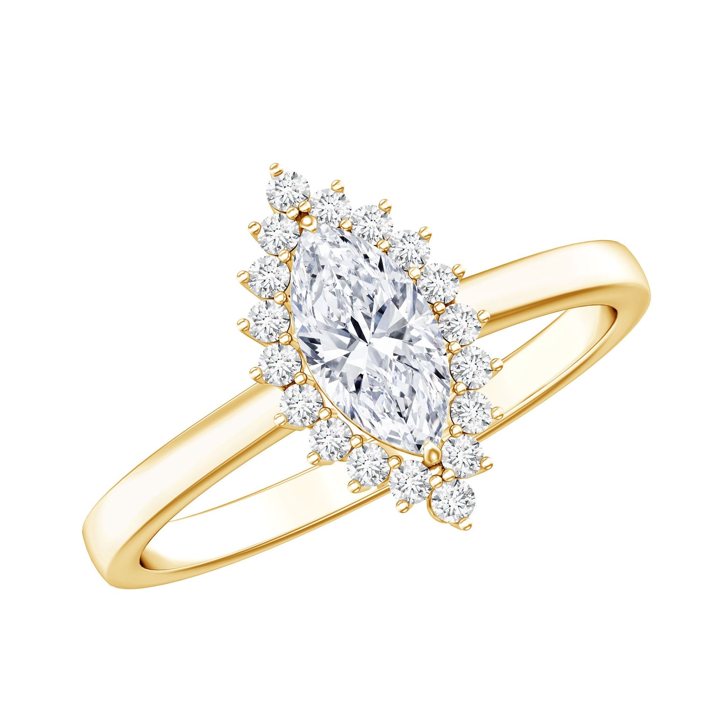 Certified Brilliant Cut Moissanite Marquise Engagement Ring