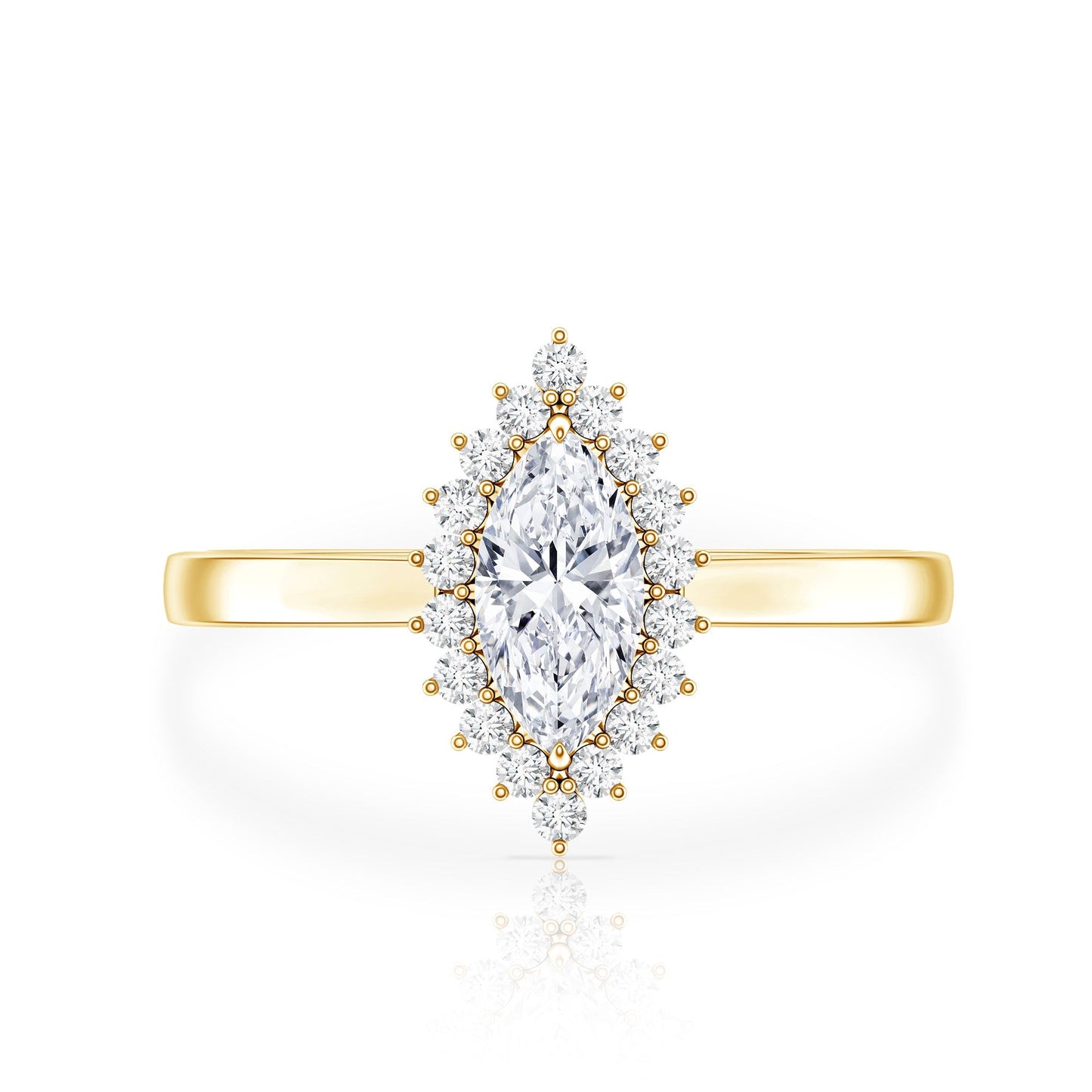 Certified Brilliant Cut Moissanite Marquise Engagement Ring