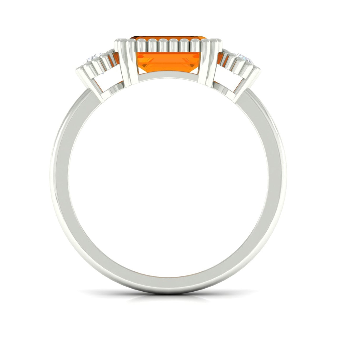 1 Carat East West Fire Opal Engagement Ring with Diamond