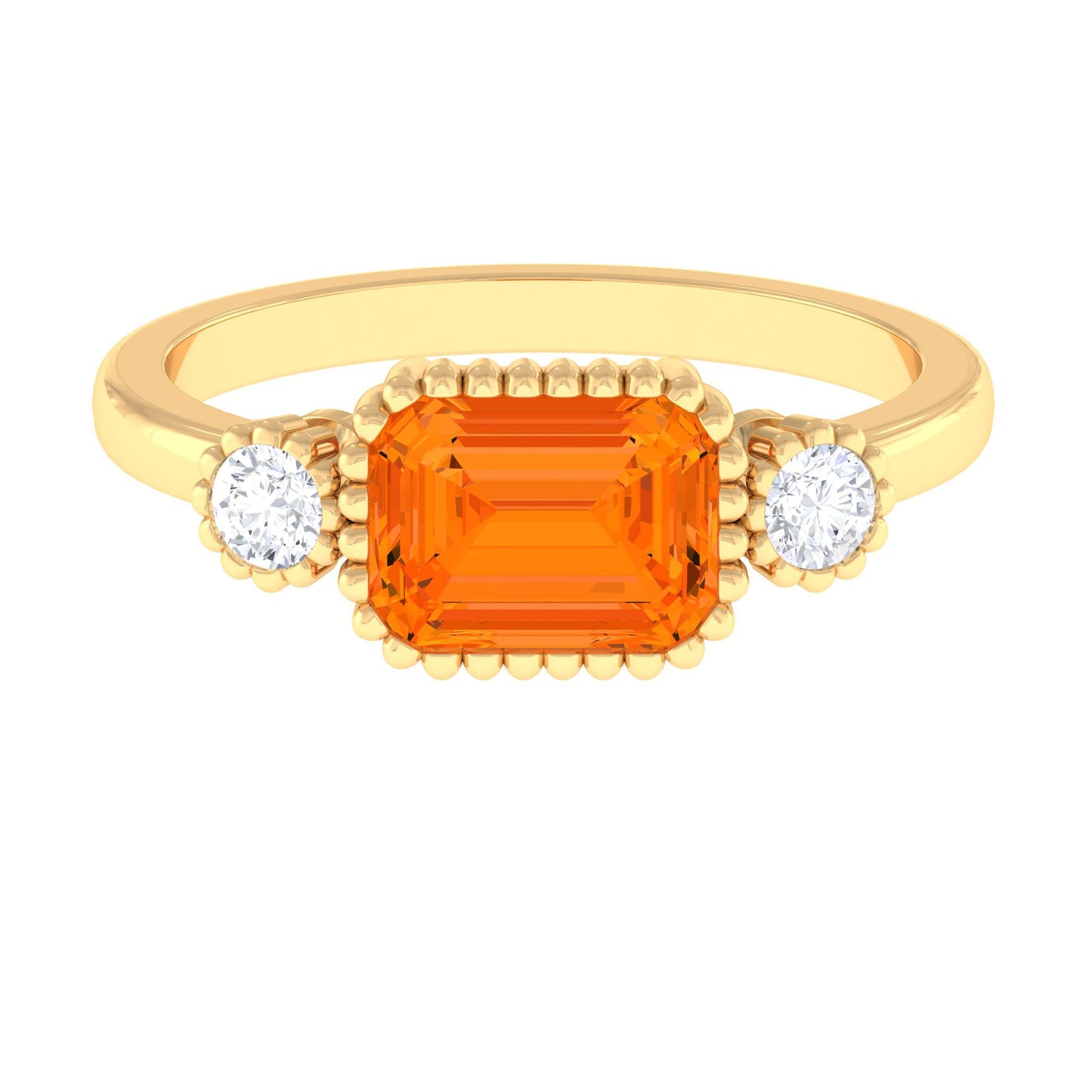 1 Carat East West Fire Opal Engagement Ring with Diamond