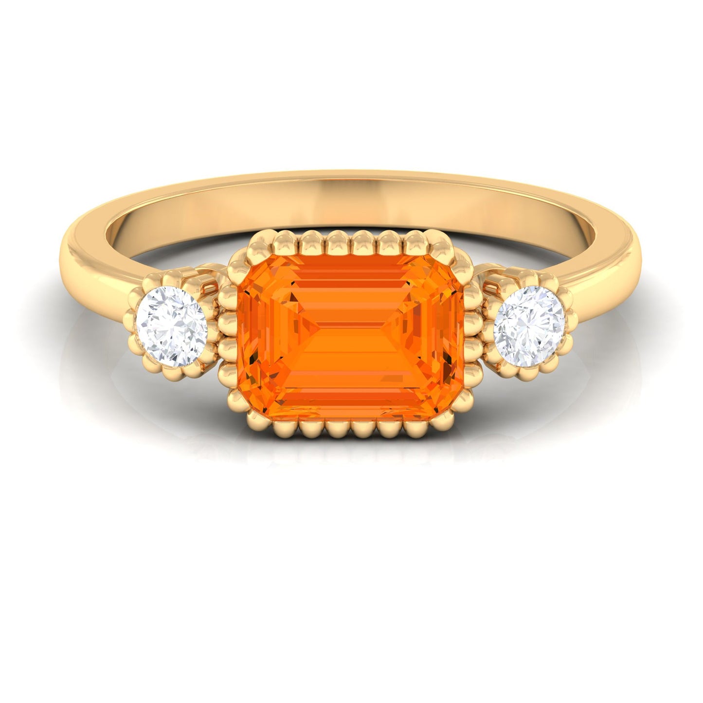 1 Carat East West Fire Opal Engagement Ring with Diamond